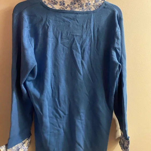 Covington Blue Long Sleeve Sweater Top Floral XL 18 78% Silk Bust 46” New NWT - Picture 7 of 8